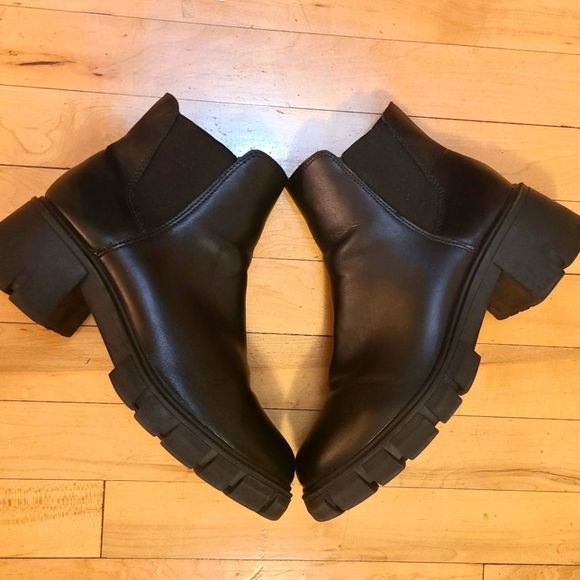 Madden Girl Shoes - Madden Girl G Holly Black Lug Sole Chelsea Boots Size 8.5